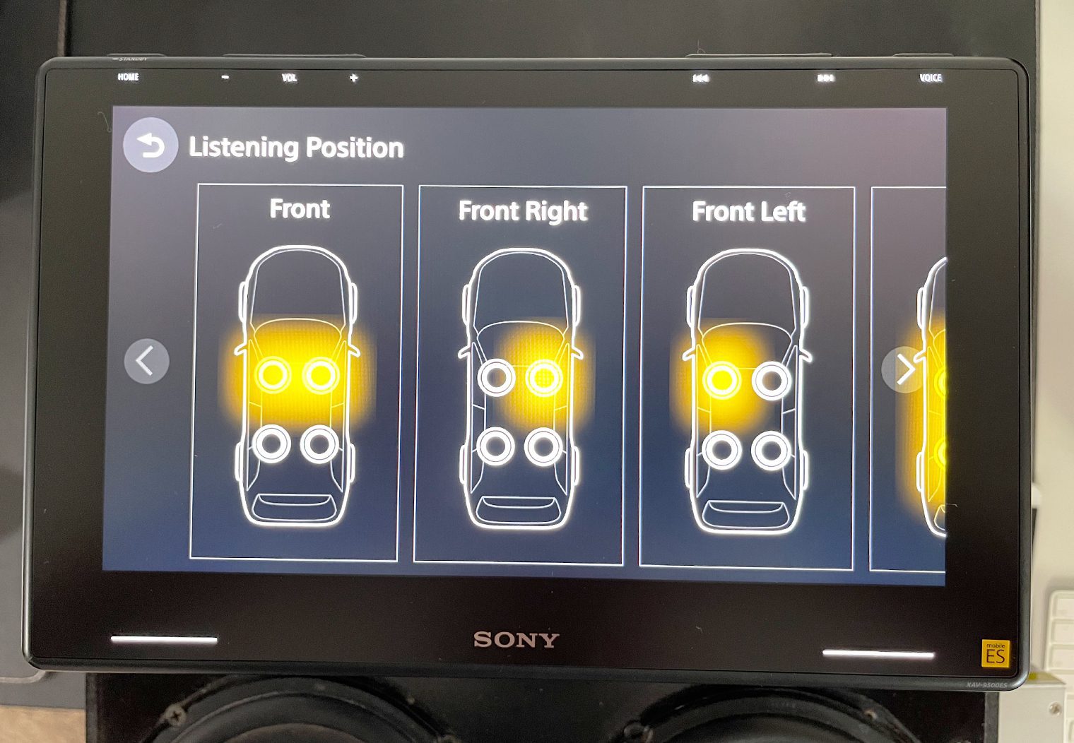 Sony XAV-9500ES listening position presets