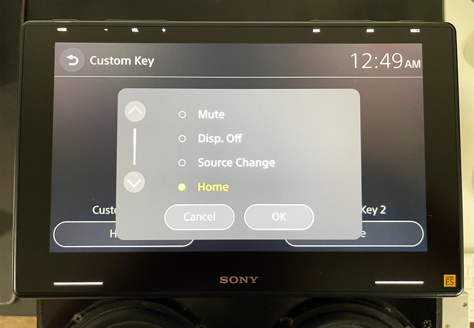 Sony XAV-9500ES custom key select