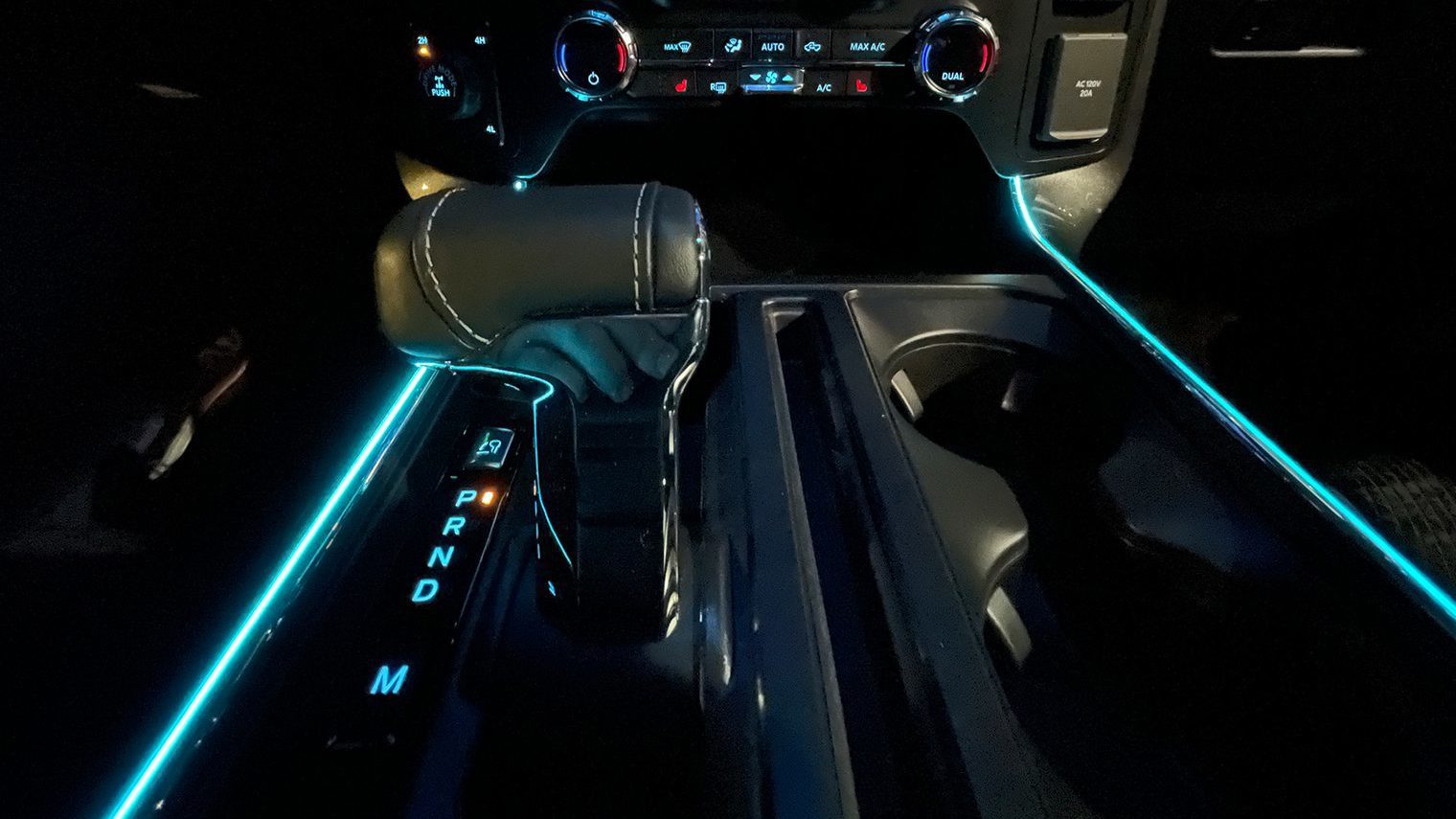 f150 center console with accent light dark
