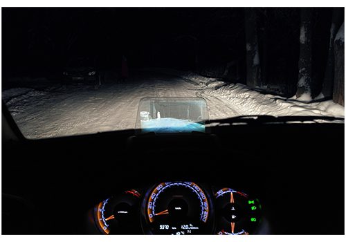 Hudway Drive camera on screen at night