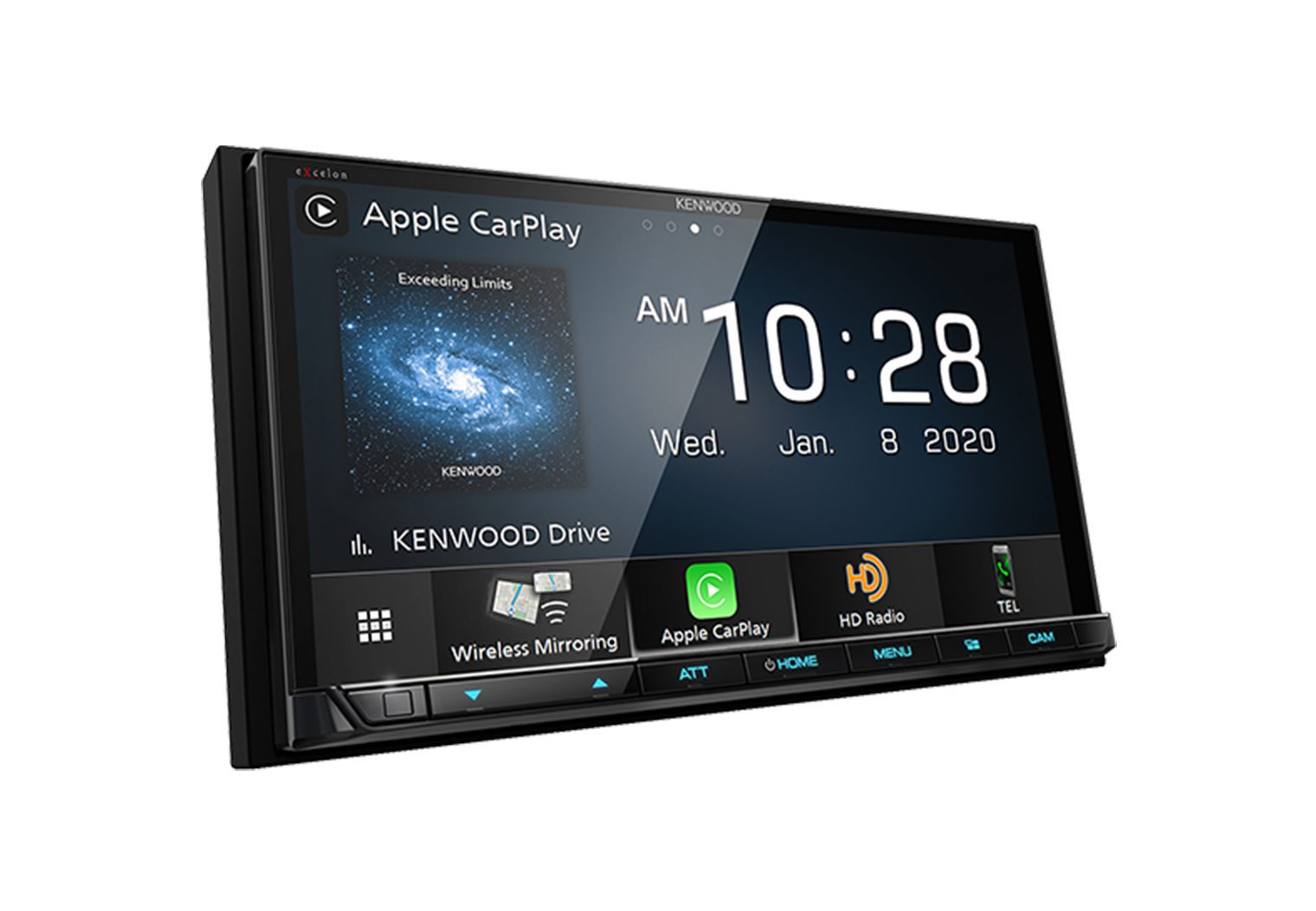 Kenwood Excelon DMX907S angle view of screen while on apple car play