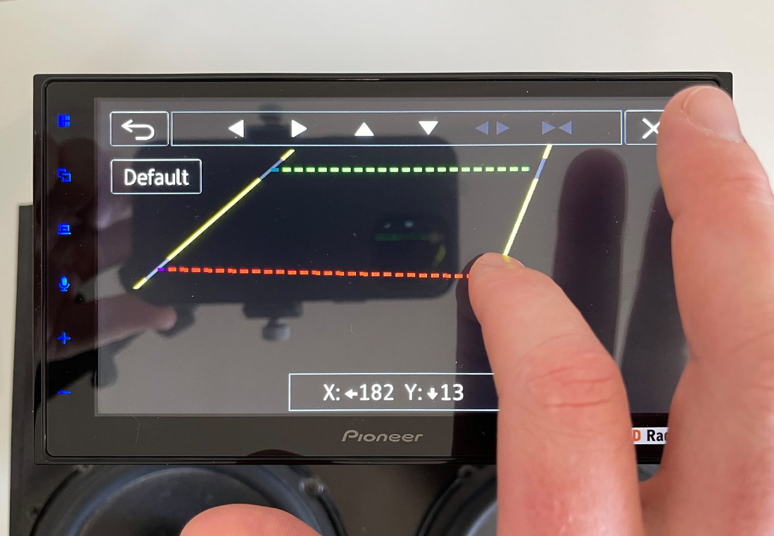 Adjusting the backup camera guidelines in a Pioneer DMH-2660NEX settings