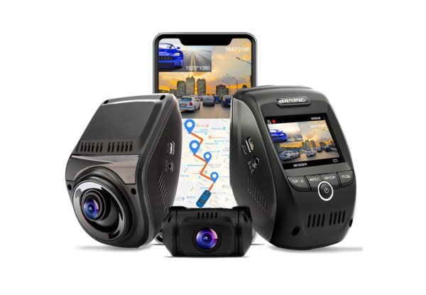 Rexing V1P Max 4k dashboard camera front and rear view and application open on iphone