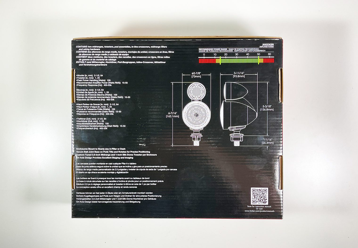 Kicker KSMT2504 back of the box before opening for the review