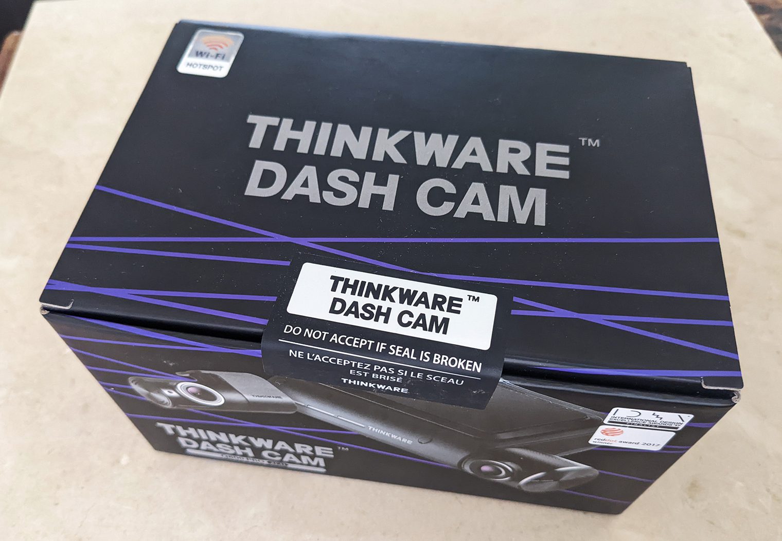 Thinkware Q800 PRO in box angle view before opening up for the first time