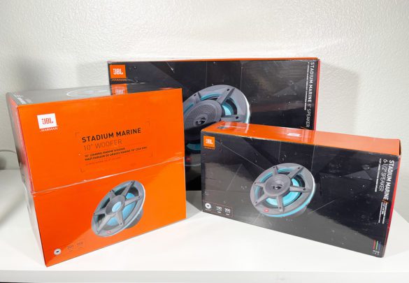 JBL Stadium Marine Speakers in the box - 62, 82M and 102 subwoofer in picture