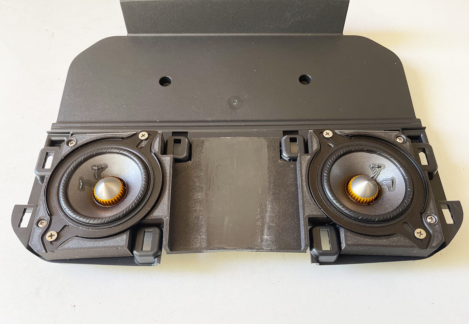 2021 F-150 Custom Center Dash Speaker Panel Final Product Angle