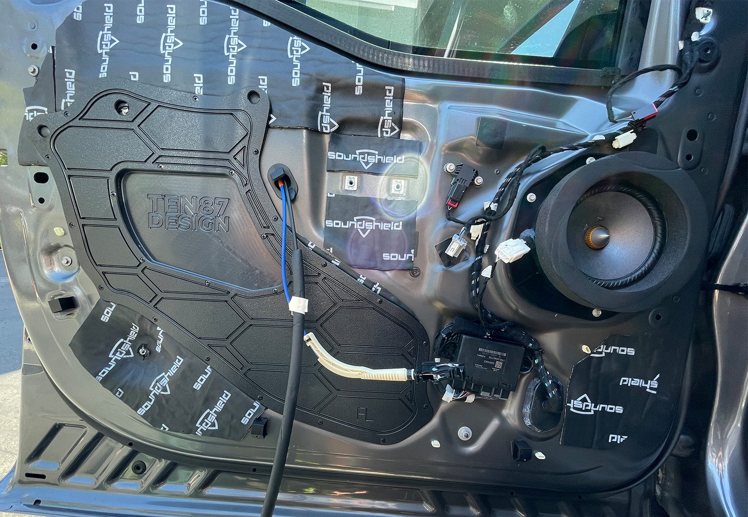 Ford F-150 Front Door Deadened Speaker Installed