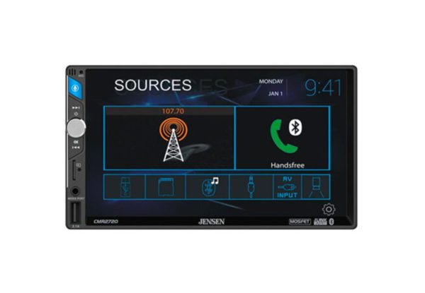 Jensen CMR2720 front view of screen for best touchscreen head units
