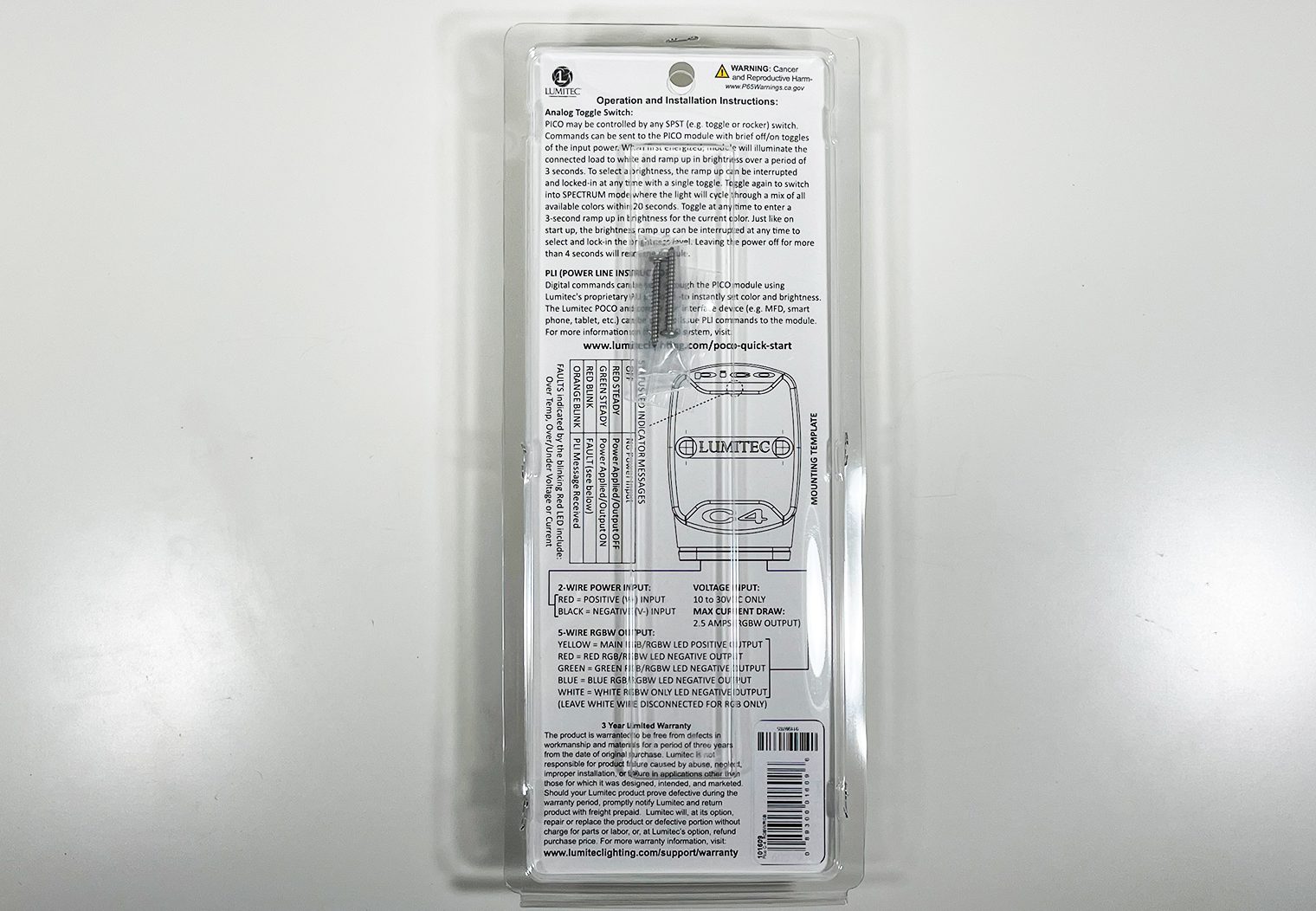 Lumitec Pico C4 rear packaging
