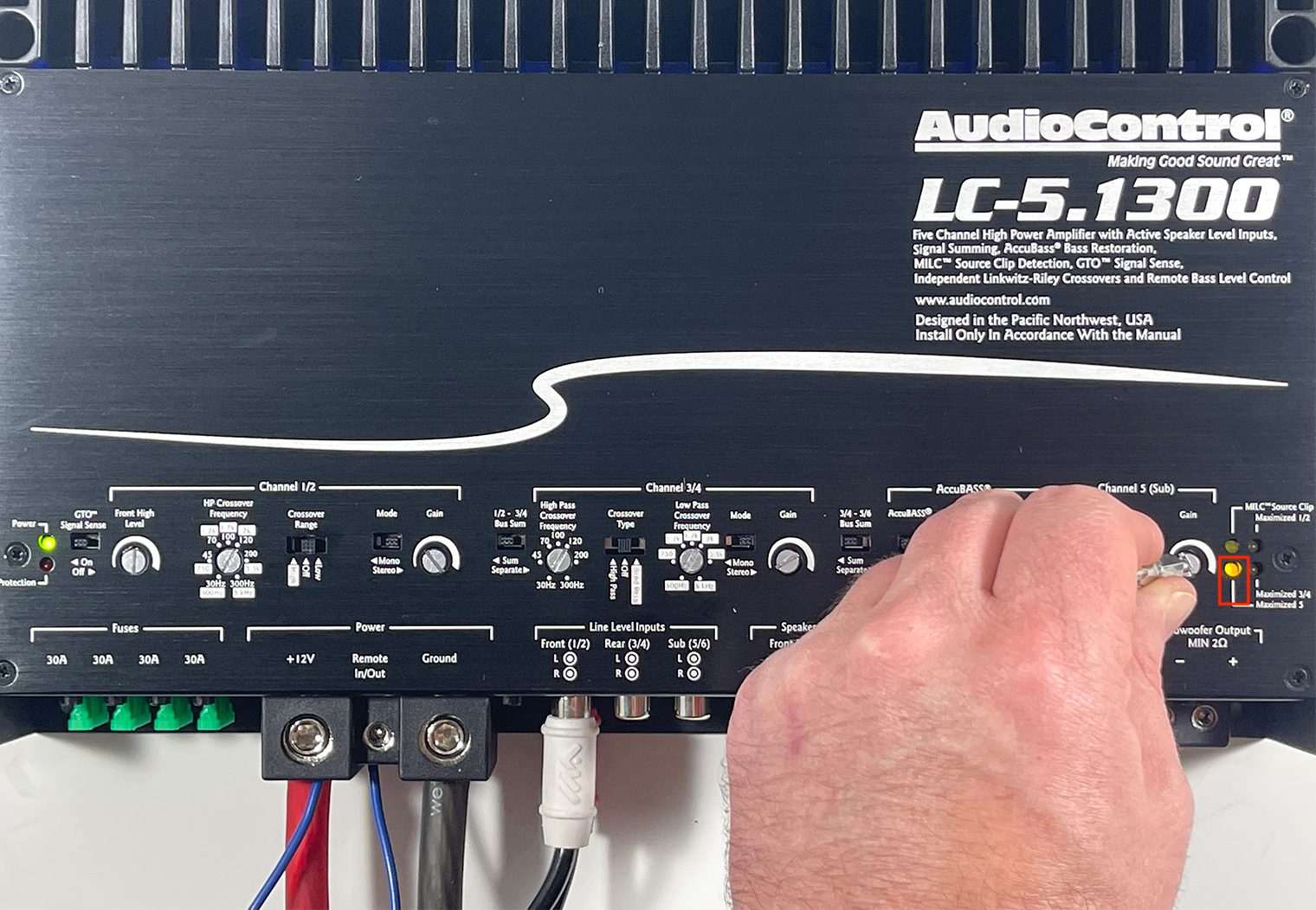 AudioControl LC-5.1300 ch 1/2 gain maximized light on ch 5