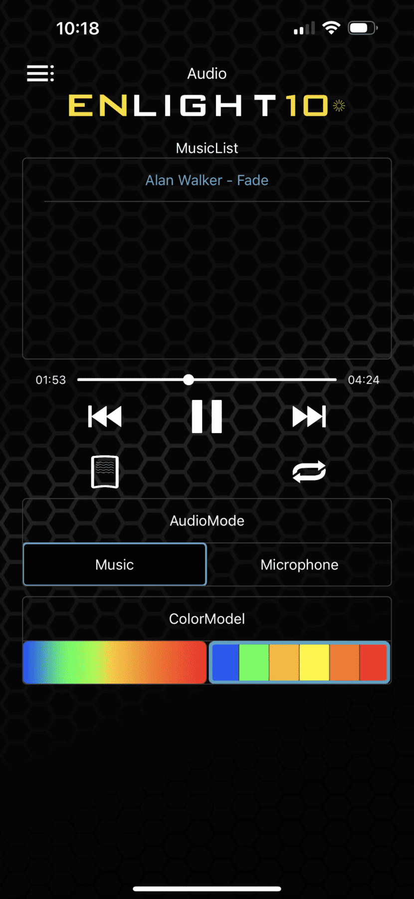 Stinger Enlight10 App Audio Mode