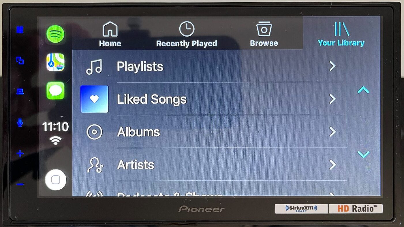 Spotify music app on a Pioneer DMH-2660NEX that we tested & reviewed