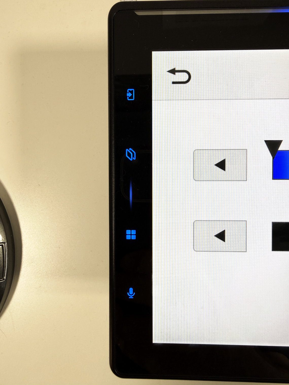 Pioneer DMH-WT8000NEX touch keys lit blue beside the custom illumination color screen