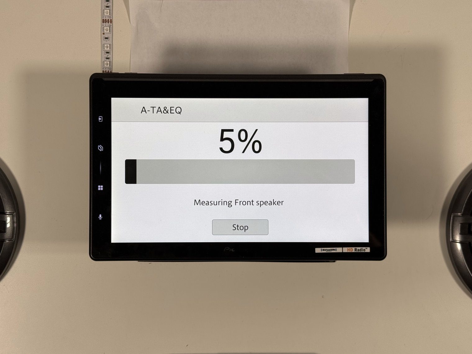 Pioneer DMH-WT8000NEX A-TA&EQ measurement at 5 percent, measuring the front speaker