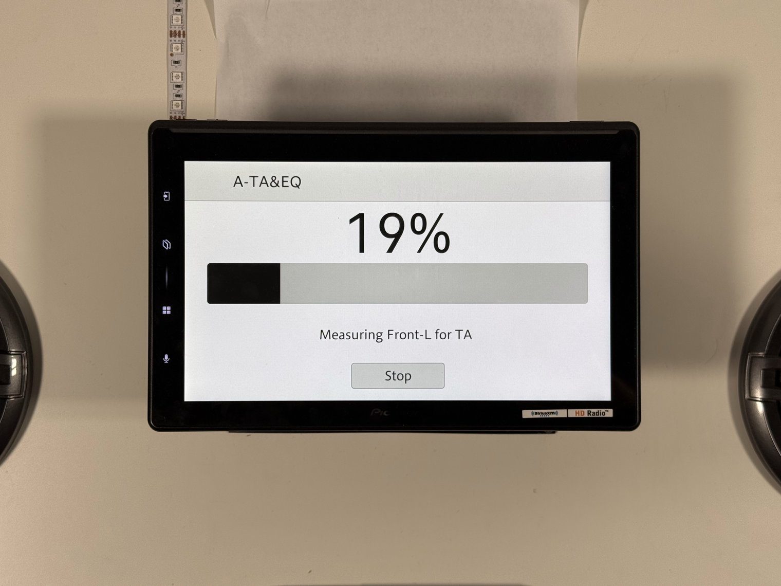 Pioneer DMH-WT8000NEX A-TA&EQ measurement at 19 percent, measuring the front left speaker for time alignment