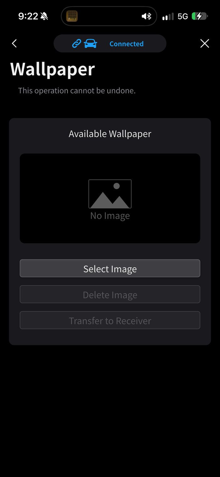 PxLink Wallpaper screen for the Pioneer DMH-WT8000NEX with no image loaded and a Select Image button