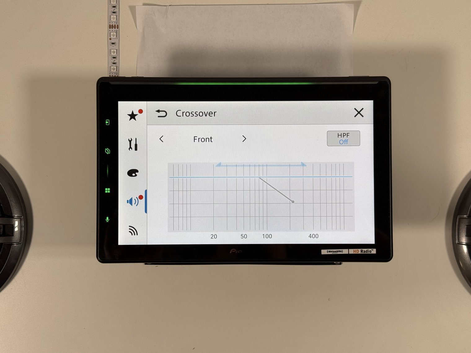 Pioneer DMH-WT8000NEX Crossover screen for the Front channel with the high-pass filter off